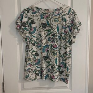 LOFT Multicolor Floral Short Sleeve Top